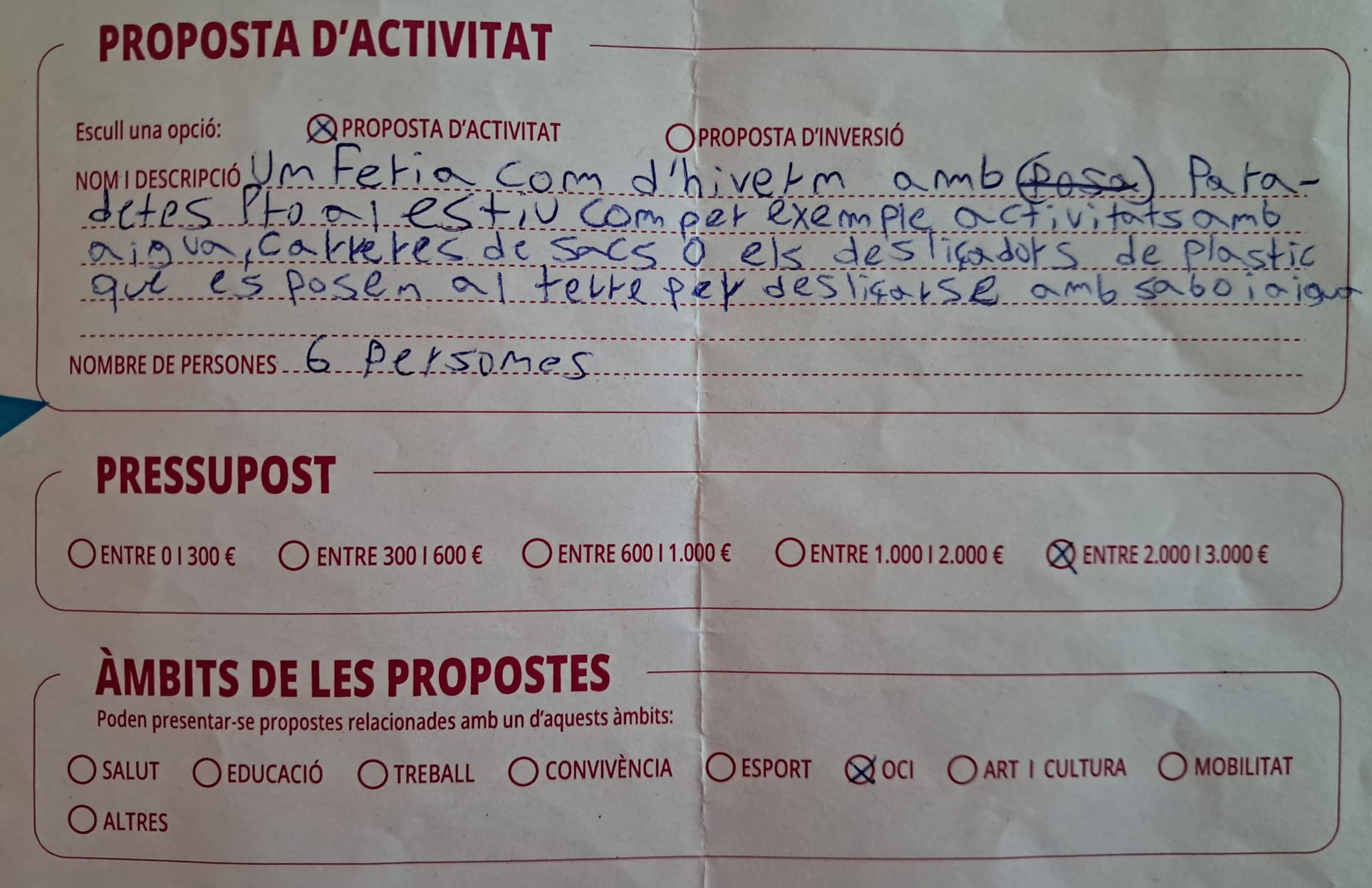 Imatge pels mitjans: Feria (Proposta recollida en butlleta de paper)