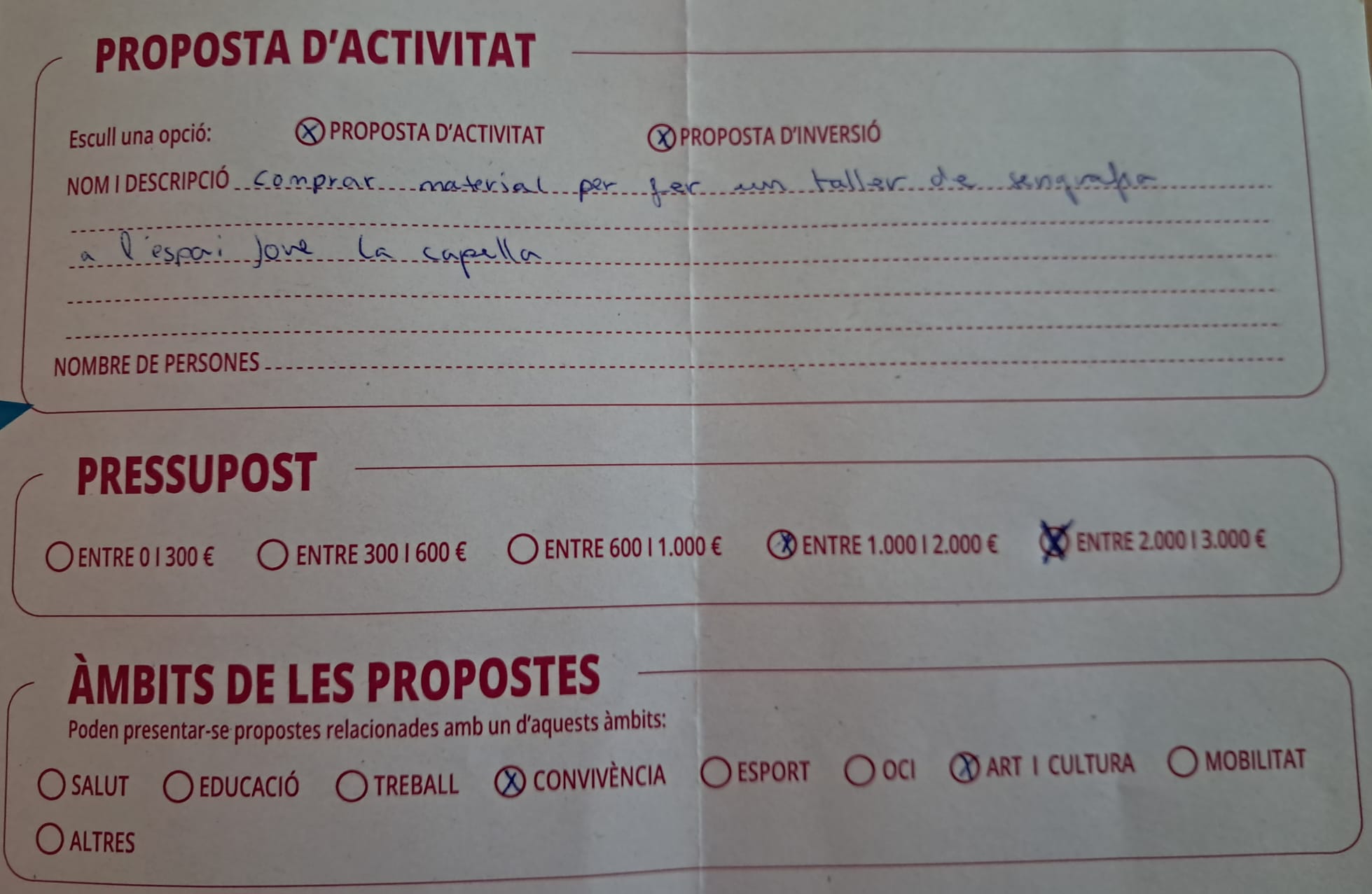 Imatge pels mitjans: Comprar material serigrafia (Proposta recollida en butlleta de paper)